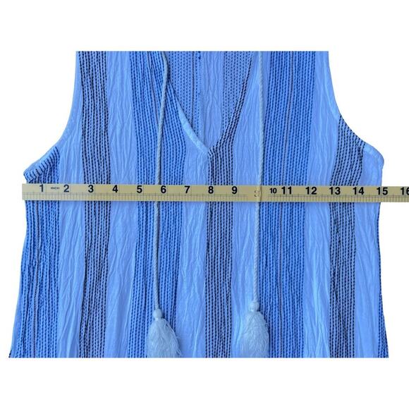 I.M.A Luxury Collection Blue White Striped Tassel Ruffle Dress - Size XS - Picture 4 of 8